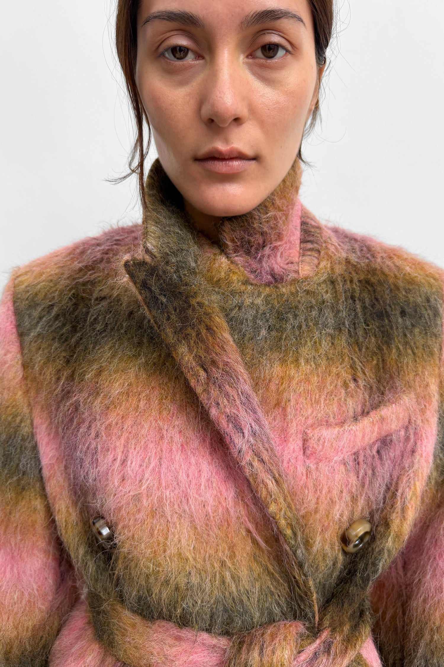 The Leah fluffy checked wool pea coat
