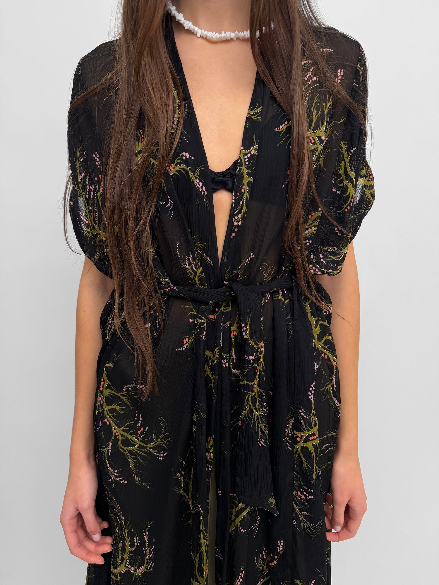 The Olympia wrap caftan dress in Seaweed