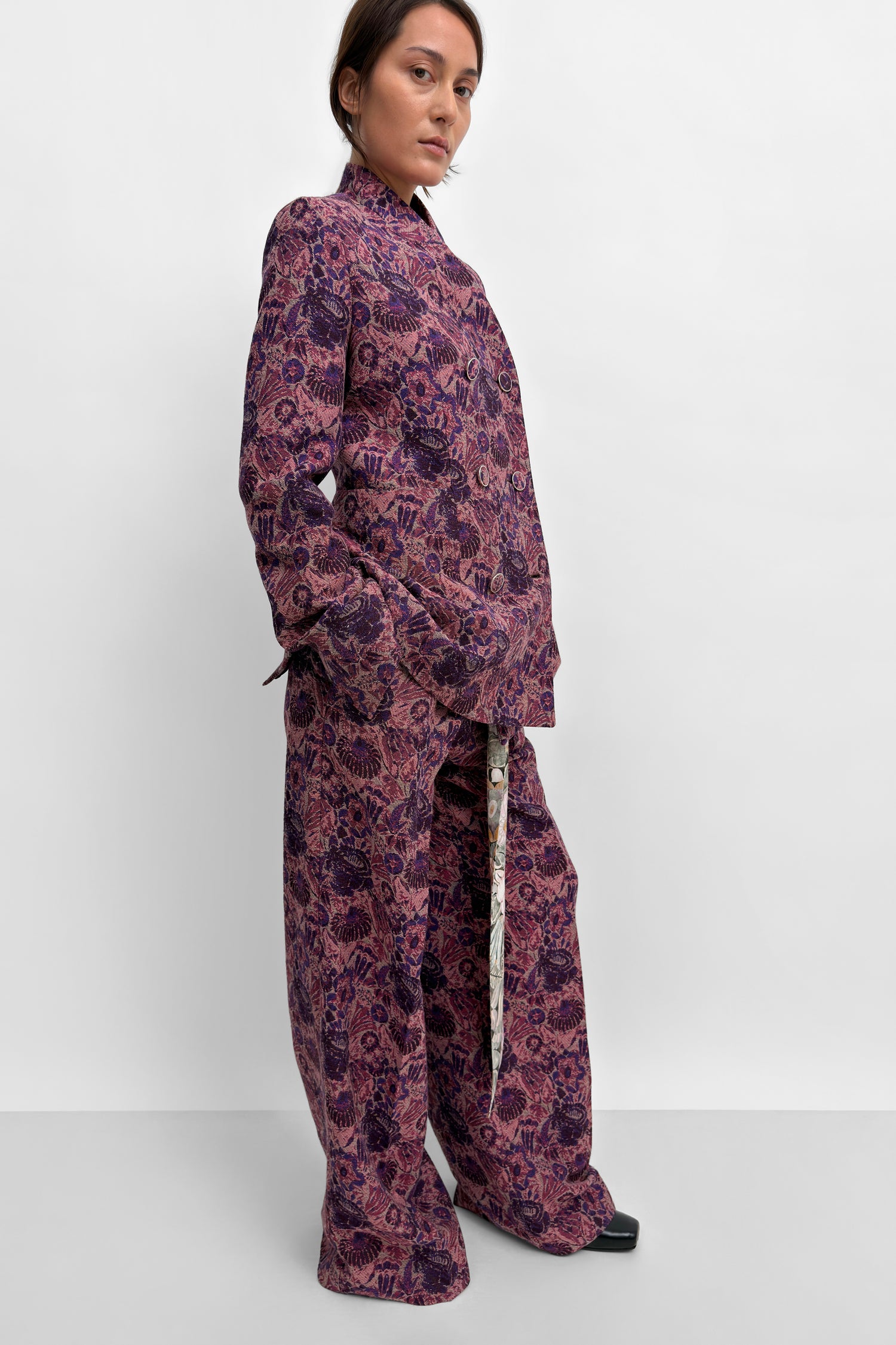 The Seol cinched jacquard suit jacket