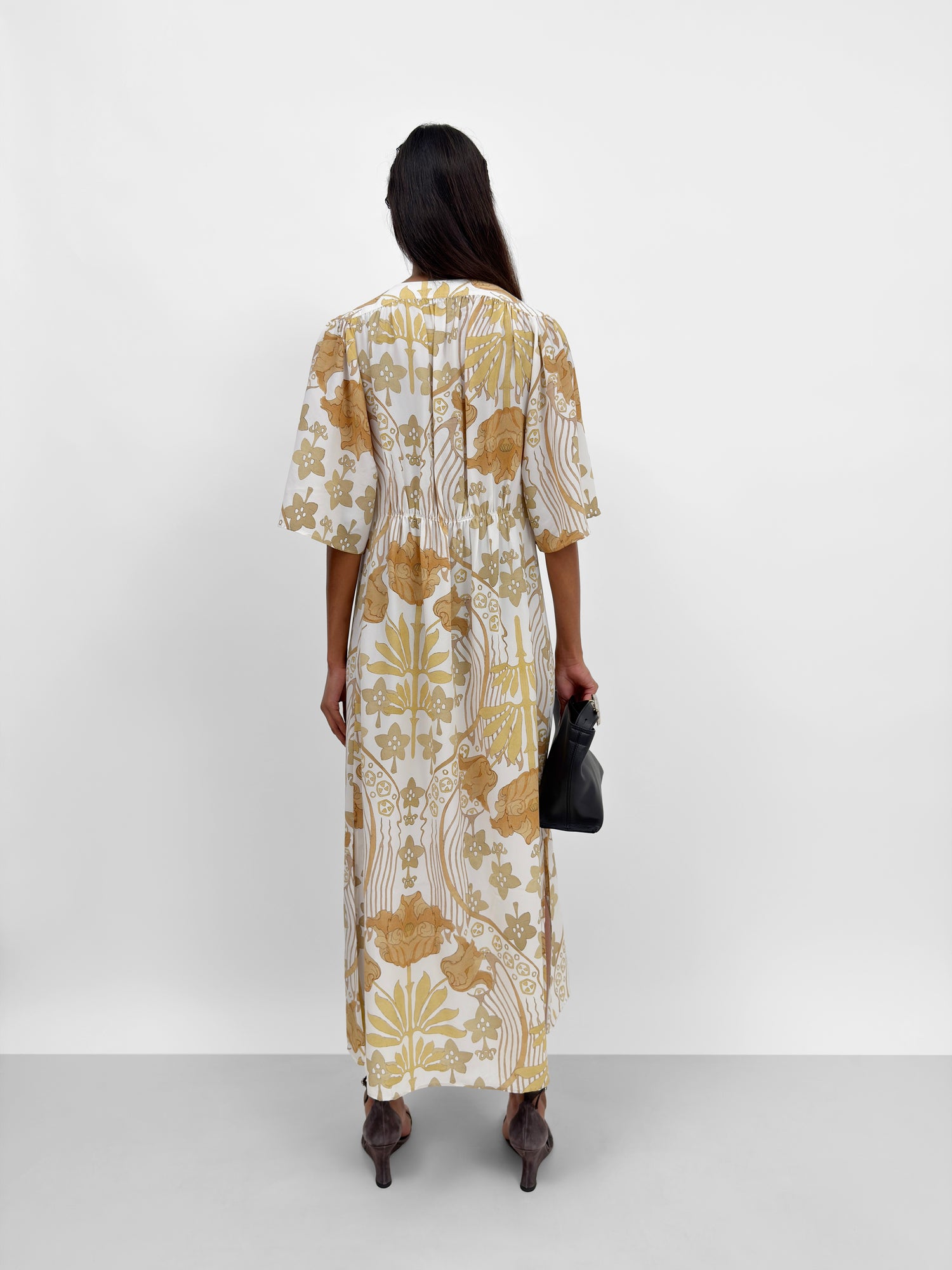 The Victoire silk blend blouse dress in Tulip print