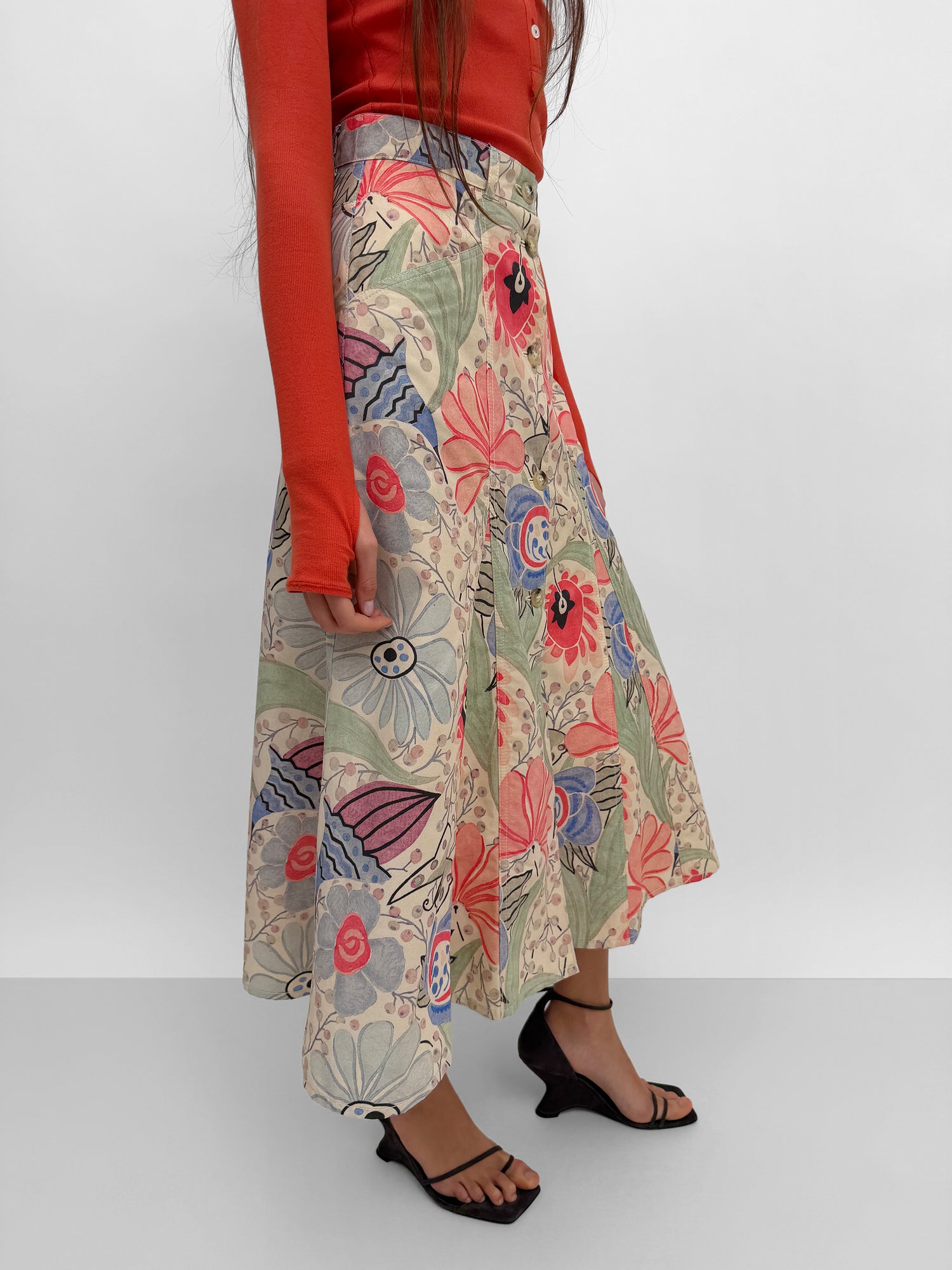 The London mid-calf skirt in print
